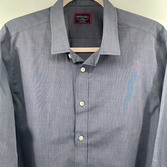 untuckit button down shirt slim fit wrinkle free blu sz large career event - Picture 6 of 10